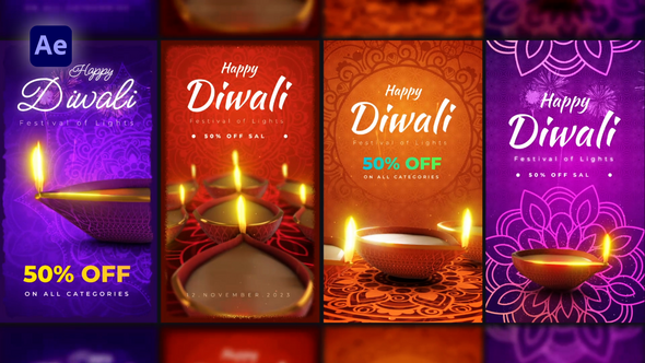 VideoHive Diwali Festival Stories Pack 48675261