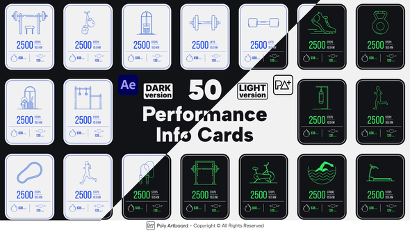 VideoHive Fitness Performance Info Cards For After Effects 50409146