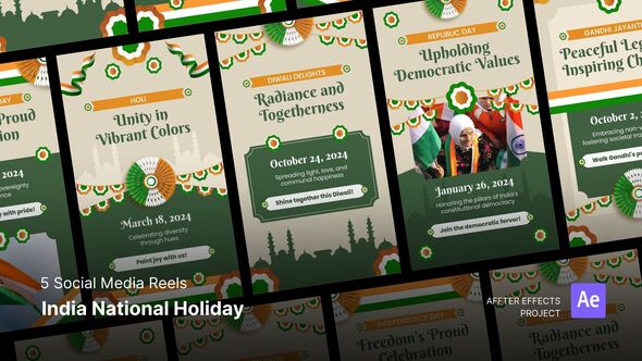 VideoHive Social Media Reels – India National Holiday After Effects Template 50206095