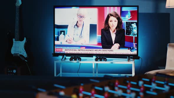 VideoHive TV Left Open on News Channel at Home 49480482