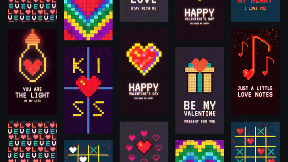 VideoHive Valentines Day Pixel Stories 50619978