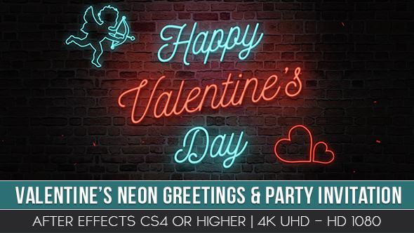 VideoHive Valentine’s Neon Greeting & Party Invitation 21347949