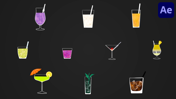 VideoHive Cocktail Animated Stickers for After Effects 51533678