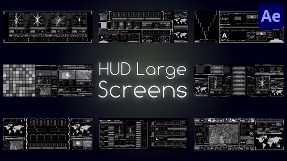VideoHive HUD Large Screens for After Effects 52052986