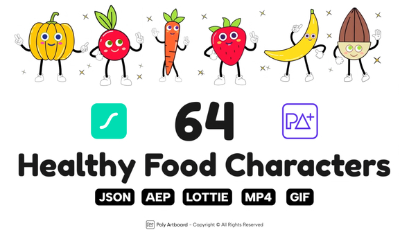 VideoHive Healthy Food Lottie Characters 51983774