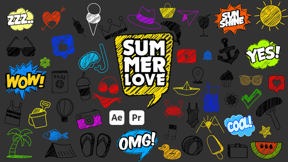 VideoHive Summer Scribble Icons 52070168