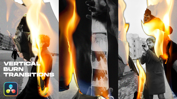 VideoHive Vertical Burn Transitions for DaVinci Resolve | TikTok, Shorts, Reels 49399501