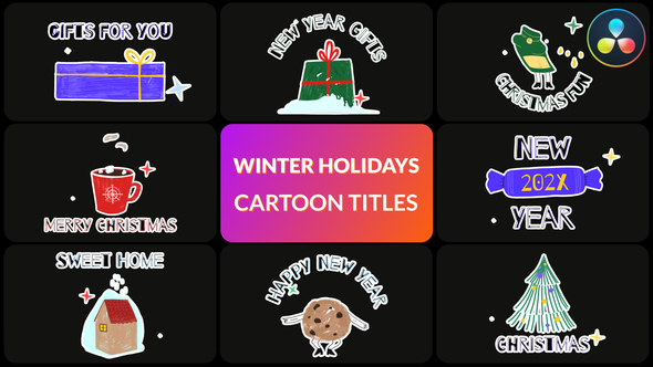 VideoHive Winter Holidays Cartoon Titles | DaVinci Resolve 49553610