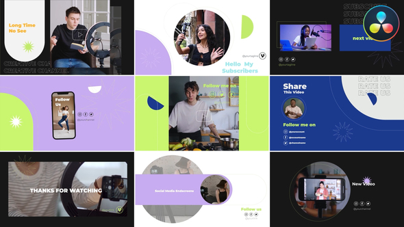 VideoHive Youtube Creative Endscreens for DaVinci Resolve 49853645